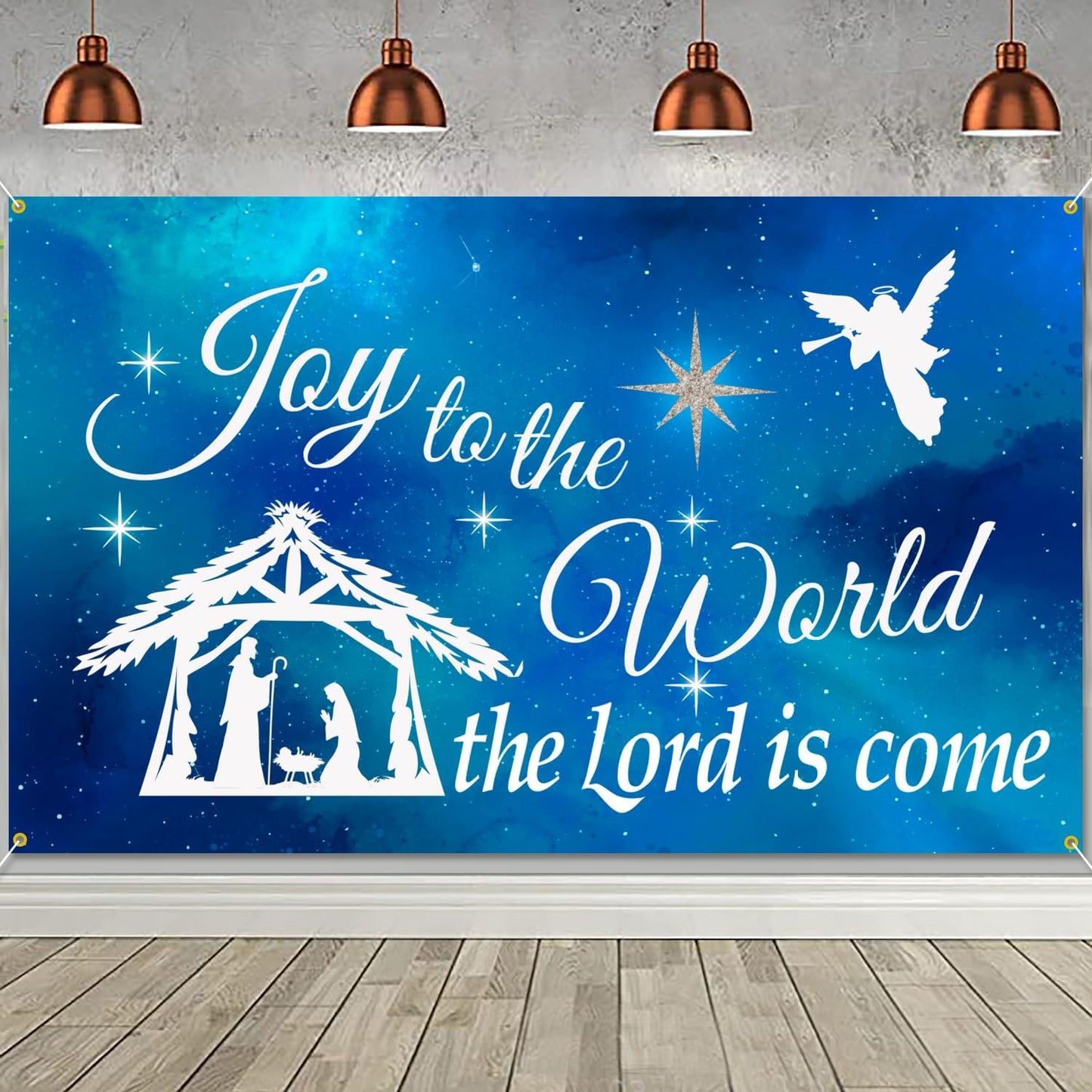 Joy to the World the Lord is Come Backdrop Banner 73 x 43 Inch Large Christian Christmas Jesus Birthday Party Decorations for Winter Holiday Xmas Party Outdoor Decors
