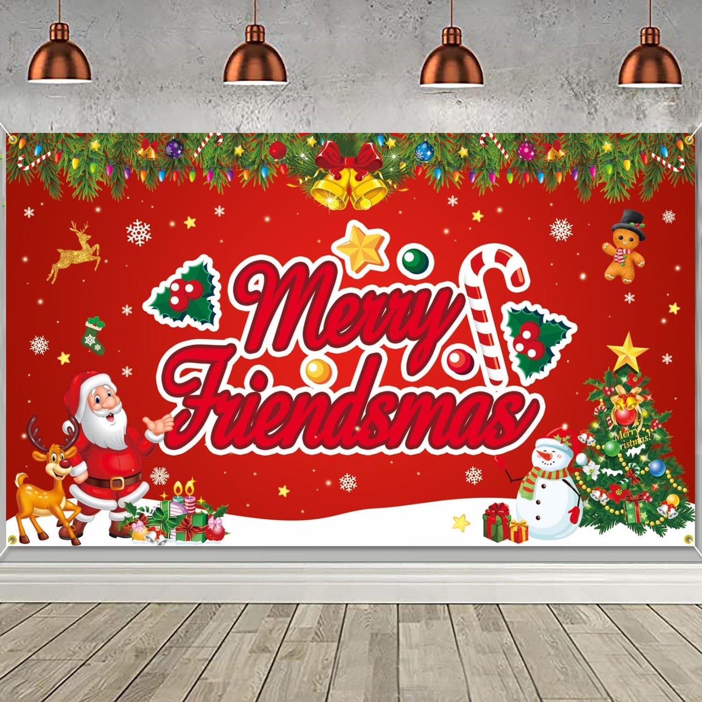 Merry Friendsmas Backdrop Banner Friendsmas Party Decorations Christmas Backdrop Photography Background for Christmas Friends Themed Party Decorations Friendsmas Decor for Home Office