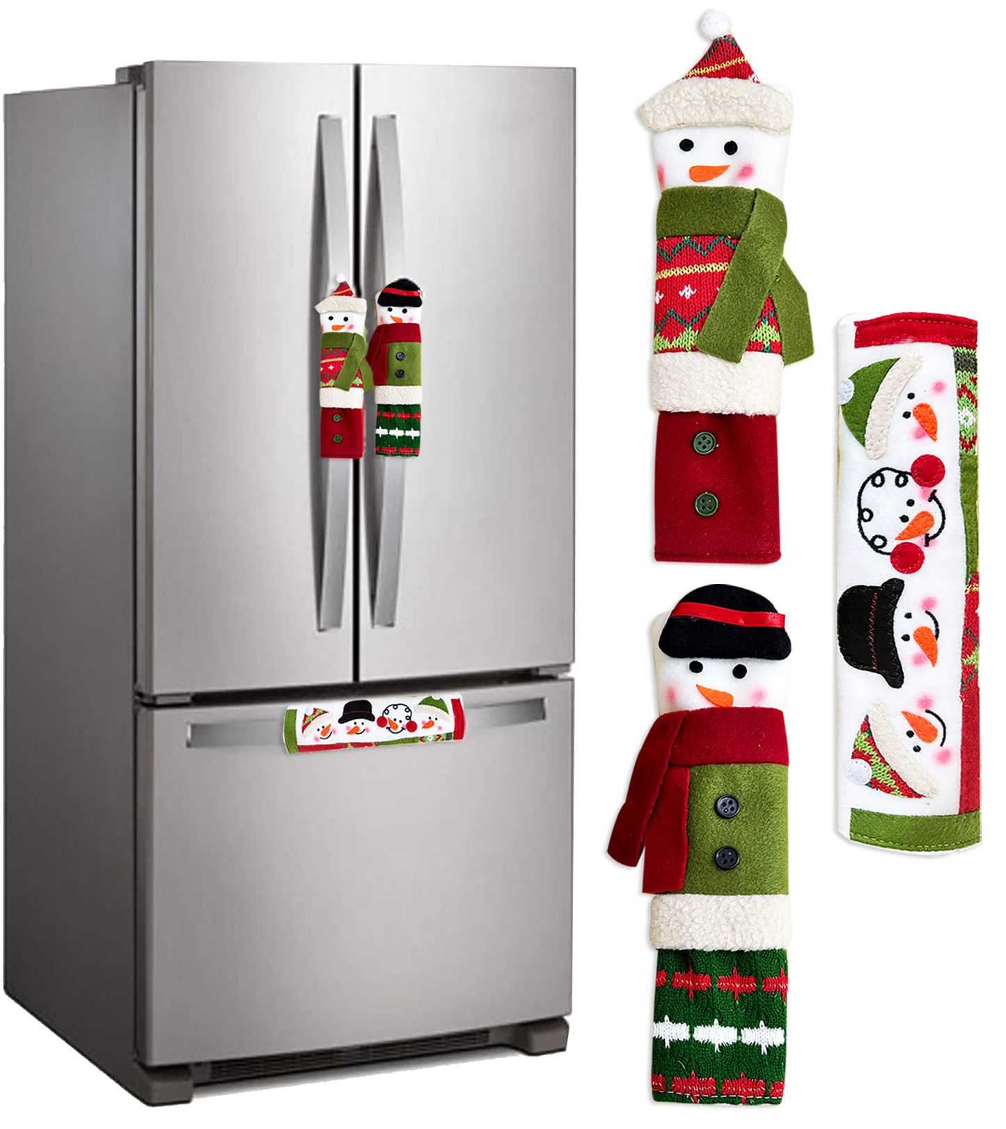 3 Piece Set Christmas Snowman Refrigerator Door Handle Covers Appliance Handle Covers Christmas Decorations Fits Standard Size Kitchen Refrigerator Microwave Oven Or Dishwasher