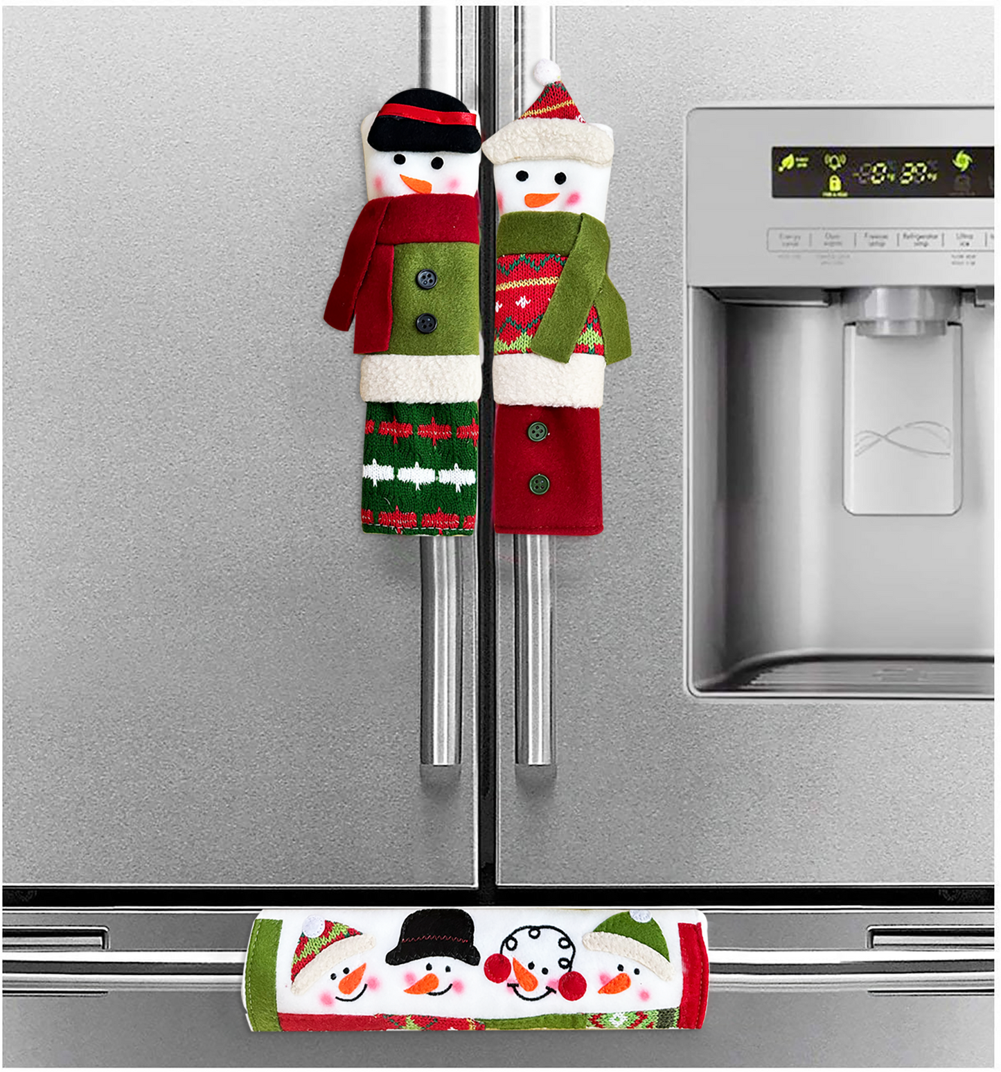 3 Piece Set Christmas Snowman Refrigerator Door Handle Covers Appliance Handle Covers Christmas Decorations Fits Standard Size Kitchen Refrigerator Microwave Oven Or Dishwasher